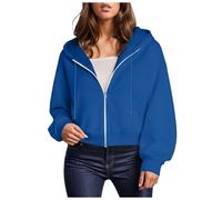 YueYue Cardigans surdimensionnés à capuche en polaire à manches longues pour femme, bleu, M
