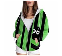 YueYue Sweat à capuche léger à manches longues pour femme - Imprimé Halloween - Avec poche - Sportif, Vert, 5XL