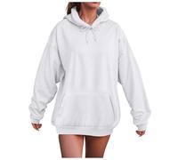 YueYue Sweat à capuche pour femmes, adolescentes, filles, surdimensionné, joli graphique, manches longues, avec poches, blanc, 5XL