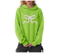YueYue Sweat à capuche surdimensionné à manches longues en polaire pour femme - Imprimé nœud - Tendance - Automne, Vert, XXL