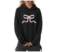 YueYue Sweat à capuche surdimensionné à manches longues en polaire pour femme - Imprimé nœud - Tendance - Automne, Noir , S
