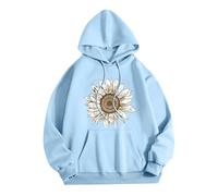 YueYue Sweat à capuche surdimensionné décontracté à manches longues pour femme, bleu clair, XL