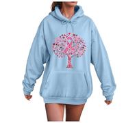 YueYue Sweat à capuche surdimensionné décontracté à manches longues pour femme - Chemise douce et décontractée avec imprimé graphique, bleu ciel, XL