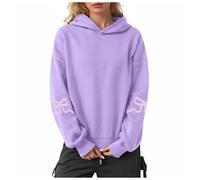 YueYue Sweat à capuche surdimensionné pour femme - Imprimé nœud - Manches longues - Polaire - Décontracté - Pull à capuche tendance pour l'automne, violet, 3XL