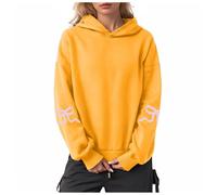 YueYue Sweat à capuche surdimensionné pour femme - Imprimé nœud - Manches longues - Polaire - Décontracté - Pull à capuche tendance pour l'automne, jaune, M