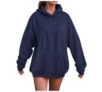 YueYue Sweat à capuche surdimensionné pour femme UK 2025 - Joli pull à capuche en polaire - Décontracté et confortable - Tenue d'automne tendance, bleu marine, 3XL