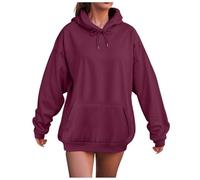 YueYue Sweat à capuche surdimensionné pour femme UK 2025 - Joli pull à capuche en polaire - Décontracté et confortable - Tenue d'automne tendance, bordeaux, L