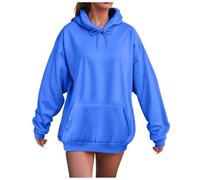 YueYue Sweat à capuche surdimensionné pour femme UK 2025 - Joli pull à capuche en polaire - Décontracté et confortable - Tenue d'automne tendance, bleu, 3XL