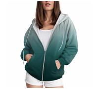YueYue Sweat à capuche surdimensionné pour femme - Veste de sport - Changement de couleur, vert menthe, L