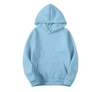YueYue Sweat à capuche uni zippé pour femme - Chandail à capuche fin en velours artificiel court - Manches longues avec poches - Tenue d'hiver et d'automne, bleu, M