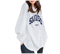 YueYue Sweat à capuche uni zippé pour femme - Sweat à capuche ample à manches longues - Pull paresseux - Lettre anglaise - Street Spring et version coréenne - Confortable - Réduction de l'âge - Haut