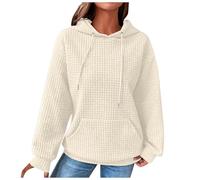 YueYue Sweats à capuche surdimensionnés en polaire à manches longues pour femme, beige, M
