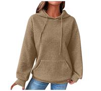 YueYue Sweats à capuche surdimensionnés en polaire à manches longues pour femme, kaki, S