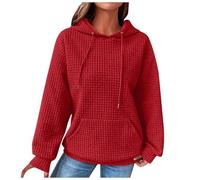 YueYue Sweats à capuche surdimensionnés en polaire à manches longues pour femme, Rouge, XXL