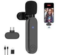 YUEYUEKE Microphones de Lavalier sans Fil, 2 in 1 Microphone à Pince,Mini-Microphone Plug et Play pour Smartphone, Enregistrement, Tiktok, Vlog, Facebook, Youtube Live Stream (Noir)