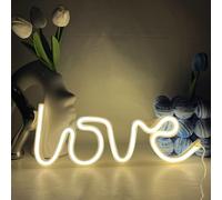 YUEYYNS Signe de lumière d'amour à LED, lumière au néon blanc chaud, signe de décoration murale au néon, signe au néon à LED, lampe au néon à piles ou USB pour la décoration de la chambre des enfants