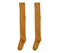YUEZHAN Bas Autofixants Chaussettes Longues Élégantes Multi-Couleurs Femmes sur Le Genou Bas Anti-Fondu sur Les Chaussettes De Genou Jaune