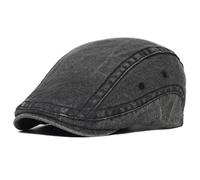 YUEZHAN Béret Homme Mode Réglable Newsboy Casquettes Hommes Femme Béret Décontracté Casquette Plate Doux Solide Conduite Cabbie Chapeau Unisexe 56-59Cm Noir