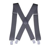YUEZHAN Bretelles Suspender Heavy Duty Grande Taille Bretelles pour Hommes Travail en Plein Air Large X Retour 4 Clips Forts Réglable Élastique Pantalon Bretelles Sangles Gris