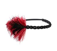 YUEZHAN Headband Bandeau Cheveux Femme Bandeau Strass Bande De Cheveux Partie Casque Femmes Flapper Prom Plume Rouge