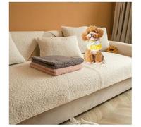 YUEZHONG Housse De Canapé À Boucle, Protection De Canapé en Peluche Ultra Douce Et Moelleuse, Surmatelas Antidérapant for Chiens Lavable, Housse De Canapé en Polaire Sherpa(Cream,90x120cm/35x47in)