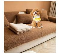 YUEZHONG Housse De Canapé À Boucle, Protection De Canapé en Peluche Ultra Douce Et Moelleuse, Surmatelas Antidérapant for Chiens Lavable, Housse De Canapé en Polaire Sherpa(Coffee,110x160cm/43x63in)