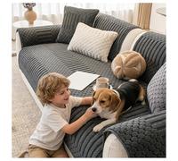 YUEZHONG Housse de canapé en peluche pour animal de compagnie lavable, tapis antidérapant pour canapé sectionnel et causeuse en forme de L (gris foncé, 90 x 260 cm)