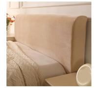 YUEZHONG Housse De Tête De Lit en Velours Extensible for Queen King, Pleine Taille, Housse De Protection Extensible Anti-poussière, avec Maintien Inférieur Élastique, Lavable(Camel,Queen/53-65in)
