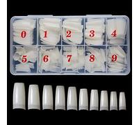 yufana 500 Pcs Tips d’Ongle en Acrylique Transparent,Couverture Demi Faux Ongles Tips,Faux Ongles Capsules French Naturel Acrylique Tips Art Pointu Ongles Ongles Français (Blanc, 24 * 9 * 3.5)