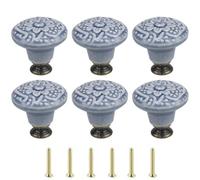 yufana 6 Pièces Boutons de Meubles Solides, Boutons de Porte en CéRamique, Boutons D'armoire Solides à Trou Unique, pour Commode, PoignéEs D'Armoires de Cuisine, PoignéEs de Placard(Gris)