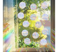 yufana Lot De 32 Suncatcher Sticker, Suncatcher Sticker, Sun Catchers Pour Les FenêTres, Anti-Collision Statique Arc-En-Ciel,Rainbow Prism Autocollant En Verre,Non AdhéSifs (Transparent382)