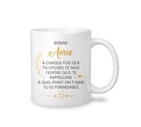 Yufansd Amie À Chaque Fois Que Tu Utilises Ce Mug J'espère Qu'il Te Rappellera À Quel Point On T'Aime Mug pour Copine Cadeau d'anniversaire et de Noël Tasse 325 ml (Bonne Amie)