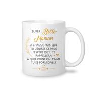 Yufansd Belle-maman À Chaque Fois Que Tu Utilises Ce Mug J'espère Qu'il Te Rappellera À Quel Point On T'Aime Mug Cadeau pour Maman Bonus Anniversaire Noël Fête des Mères Tasse 325 ml (Belle-maman)