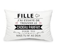 Yufansd Cadeau Fille de Maman Ma Fille Taies d'oreiller Cadeaux Anniversaire Fille Idée Noël pour Fille de Papa J'Ai ESSAYE DE TROUVER Le Cadeau Parfait pour TOI mais TU M'AS Deja (Fille-B)
