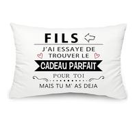 Yufansd Cadeau Fils de Maman Mon Fils Taies d'oreiller Cadeaux Anniversaire Fils Idée Noël pour Fils de Papa J'Ai ESSAYE DE TROUVER Le Cadeau Parfait pour TOI mais TU M'AS Deja (Fils-B)