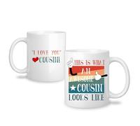 Yufansd Superbe tasse à café pour cousin avec inscription « This is What an Awesome Cousin Looks Like » - Cadeau de Noël ou d'anniversaire pour cousin - 325 ml - Blanc (cousine-2)