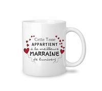 Yufansd Tasse Mug - Le Meilleure Marraine de L'univers - Cadeaux pour Marraine de Filleuls Idée Originale Cadeaux d'anniversaire Noël Tasse Merci Marraine Souvenir Céramique 350 ml (Marraine)