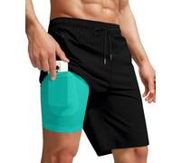 Yufawow Maillot de bain pour homme avec doublure intérieure étroite, doublure intérieure respirante, séchage rapide, poches zippées, pour planche de surf, plage, salle de sport et course à pied