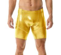 YUFEIDA Boxer effet mouillé en similicuir pour homme, jaune, L