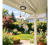 YUFENG - Carillon à Vent en Forme de Main de Fatima - Porte-Bonheur - 38,1 cm - Attrape-Soleil - Décoration de Maison et de Jardin