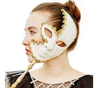 Yufeng mascarade Masque d'excellente qualité Solitaire Dentelle macramé décoré à la main avec Figure (Blanc)
