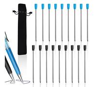 YUFFQOPC Lot de 20 recharges de rechange pour stylo à bille - Courtes - 2,75" - Pour stylo à bille diamant cristal - Universelles - Noir/bleu - Avec pochette en velours (20)