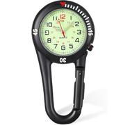 YUFFQOPC Montre de poche à clipser en acier inoxydable, étanche jusqu'à 30 m, mouvement à quartz, DOC et grimpeur, Noir , Militaire