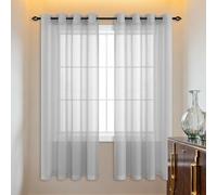 YUGAOYU Rideaux Voilages Oeillet 210 x 130 cm Anti Froid et Chaleur Transparent en Effet à Oeillets Transparent Salon Chambre Cuisine Baie Vitrée, Gris Clair