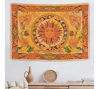 Yugarlibi Brûlant soleil Tapisserie Printemps Fleurs Vintage Tenture Murale Orange Constellation Tapisserie pour Chambre à Coucher Salon 150 x 130 cm