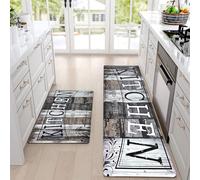 Yugarlibi Lot de 2 Tapis de Cuisine en PVC Antidérapant Lavable - Anti-Fatigue 10 mm d'Épaisseur, Doux, Imperméable et Résistant à l'Huile pour Salle