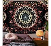 Yugarlibi Tapisserie Mandala Indienne Bohémienne Hippie Serviette de Mur Lotus Rose Esthétique pour Chambre Dortoir 235 x 180 cm
