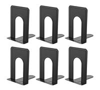 Yugge Serre-Livres en métal Universel antidérapant pour étagères, bibliothèque, Cuisine, Maison, Salle de Classe, Bureau, 15,2 x 10,9 x 10,9 cm, 3 Paires/6 pièces, Noir