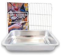 YUGN Plat à rôtir en acier inoxydable avec grille amovible, 36 x 27 x 7 cm, passe au four et au lave-vaisselle, sans soudure, idéal pour lasagnes, tiramisu et autres recettes