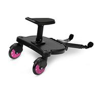 Yugodex Buggy Board avec siège, planche Kiddy avec siège, marchepied pour poussette universelle, design à deux roues à 360°, pour enfants de 2 à 6 ans, poussette de 25 kg (rose)
